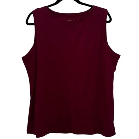 Croft & Barrow Womens Classic Tank Top Maroon Cotton Sleeveless L - Picture 1 of 5